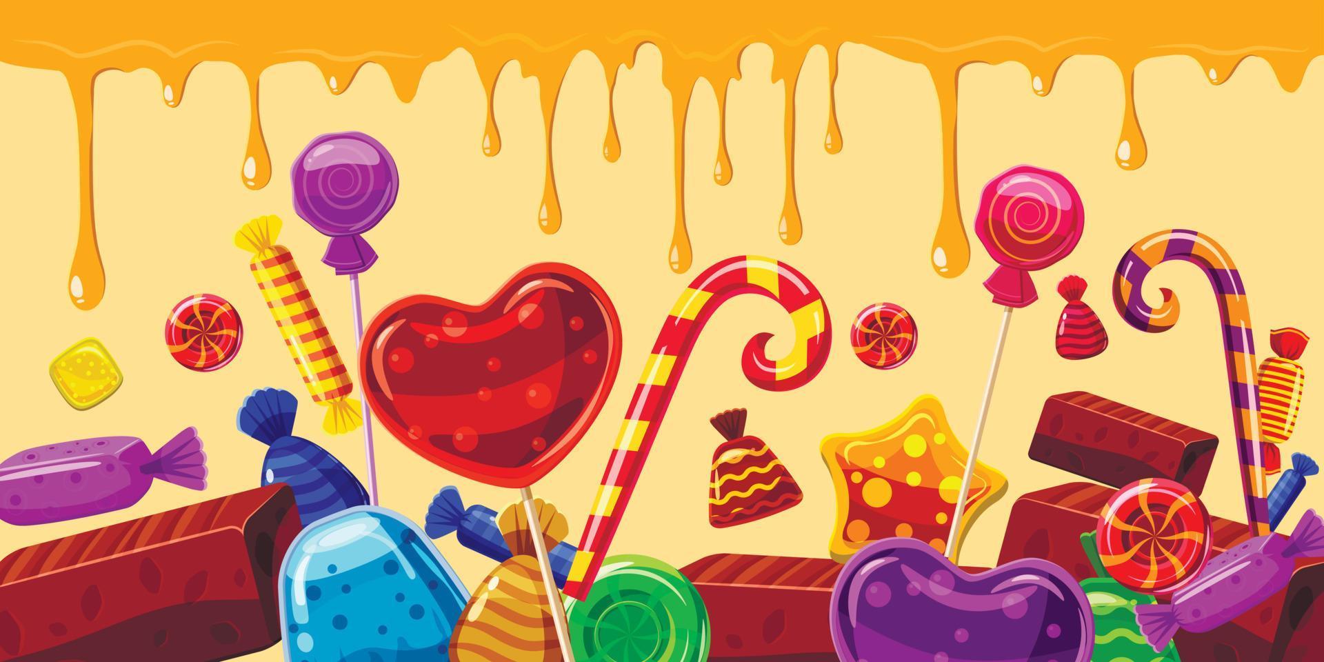 Sweets cakes banner horizontal line, cartoon style vector