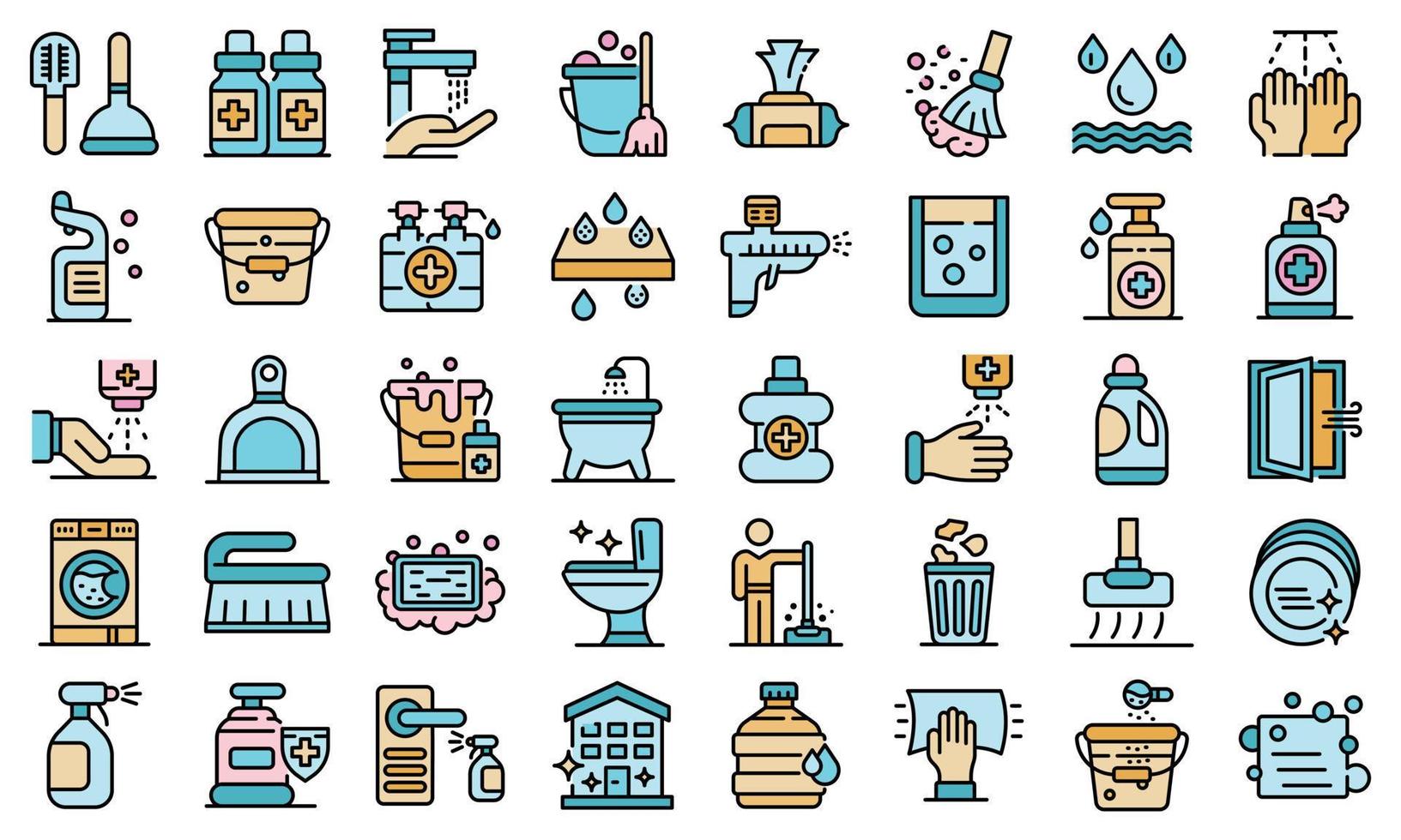 Disinfection icons set vector flat