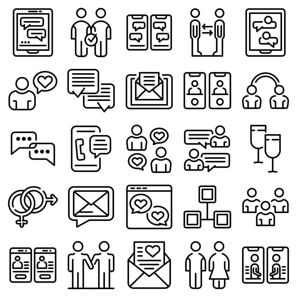 Acquaintance icons set, outline style vector