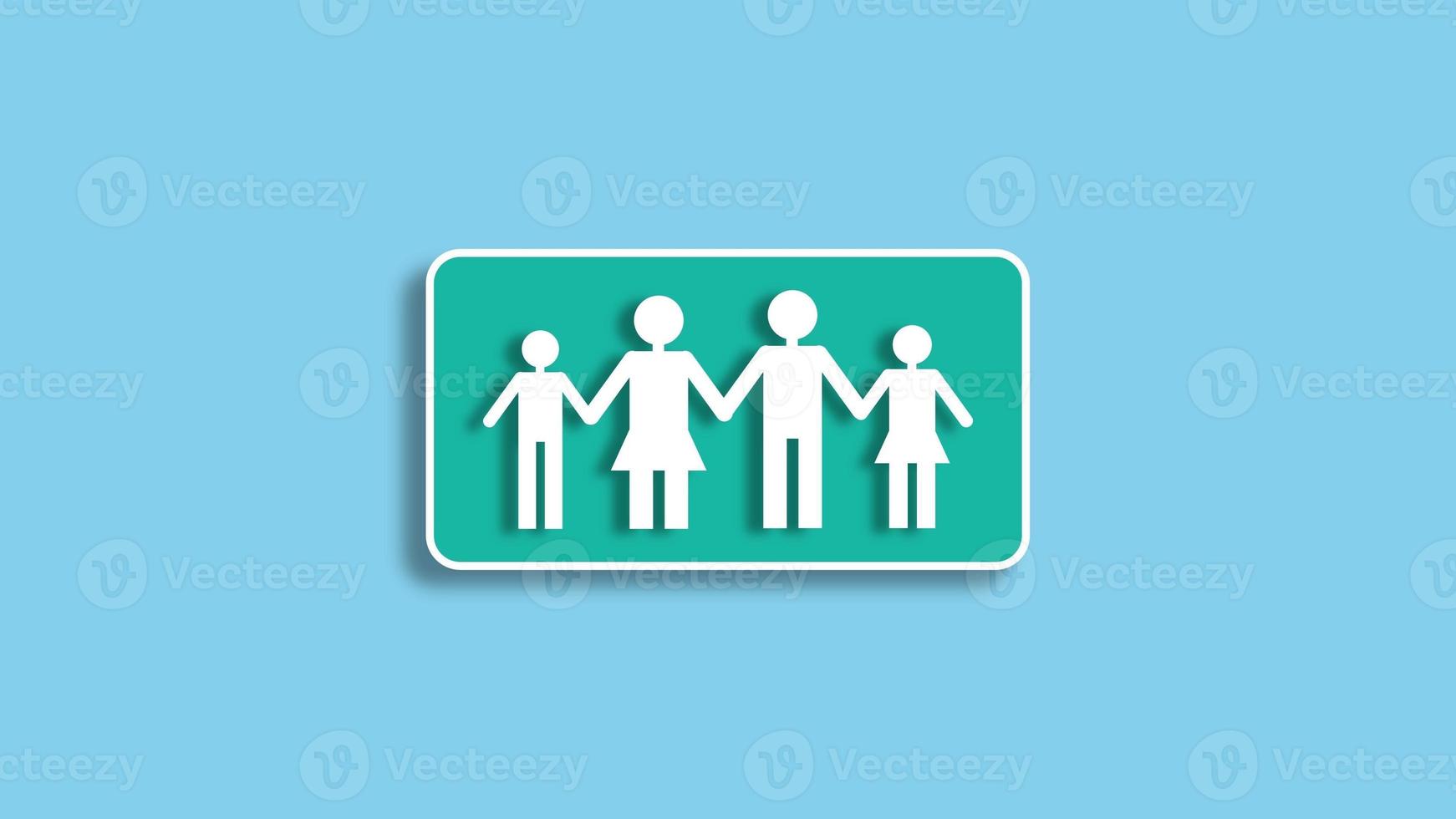 Paper cut of a family figure with copy space. the concept of insurance and family relations. 3D Rendering photo