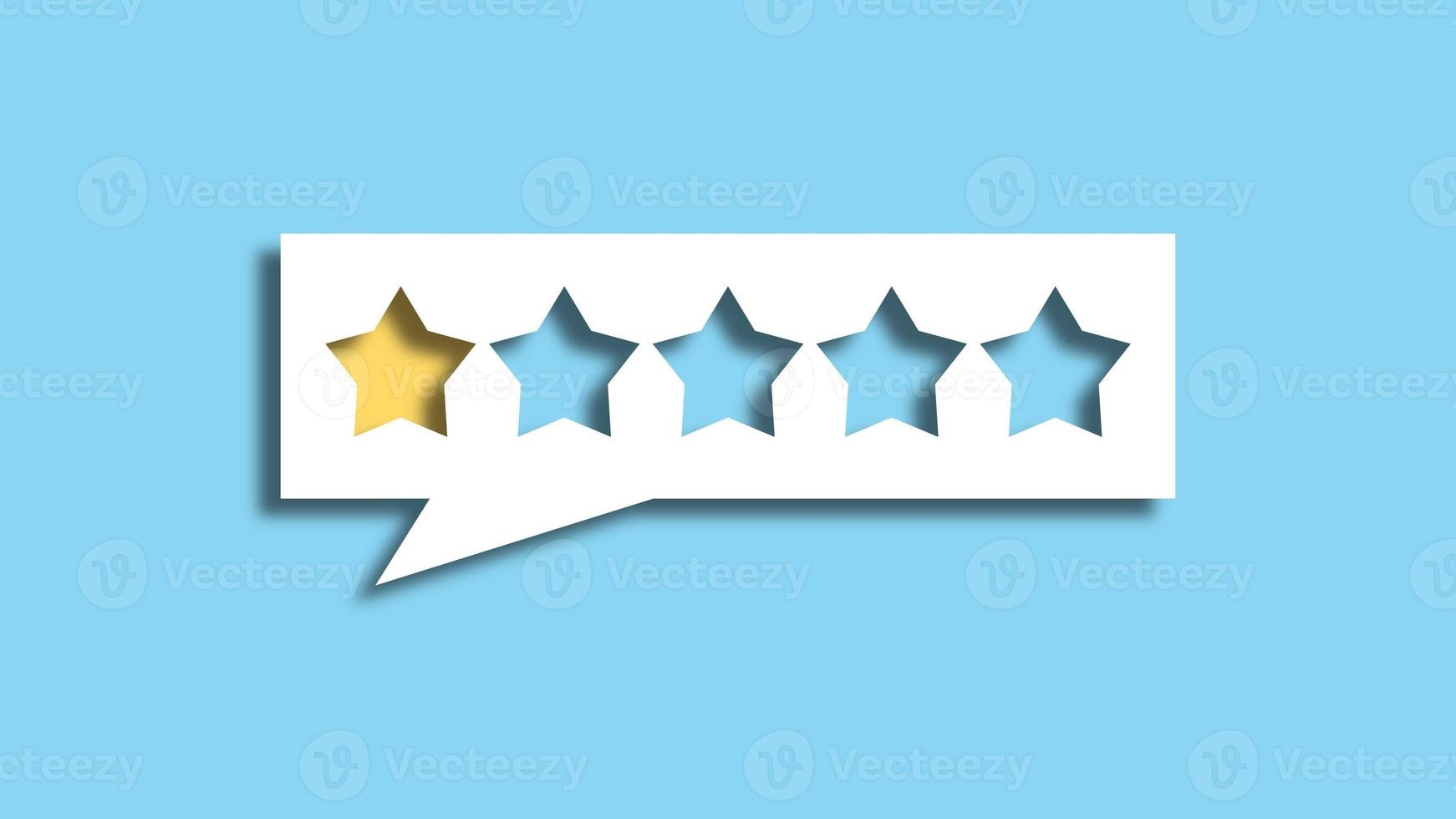 Feedback one star on blue background. bad review concept. 3D Rendering photo