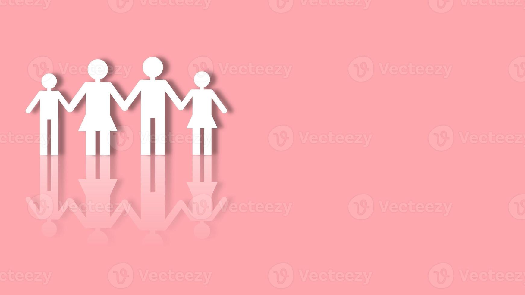 Paper cut of a family figure with copy space. the concept of insurance and family relations. 3D Rendering photo