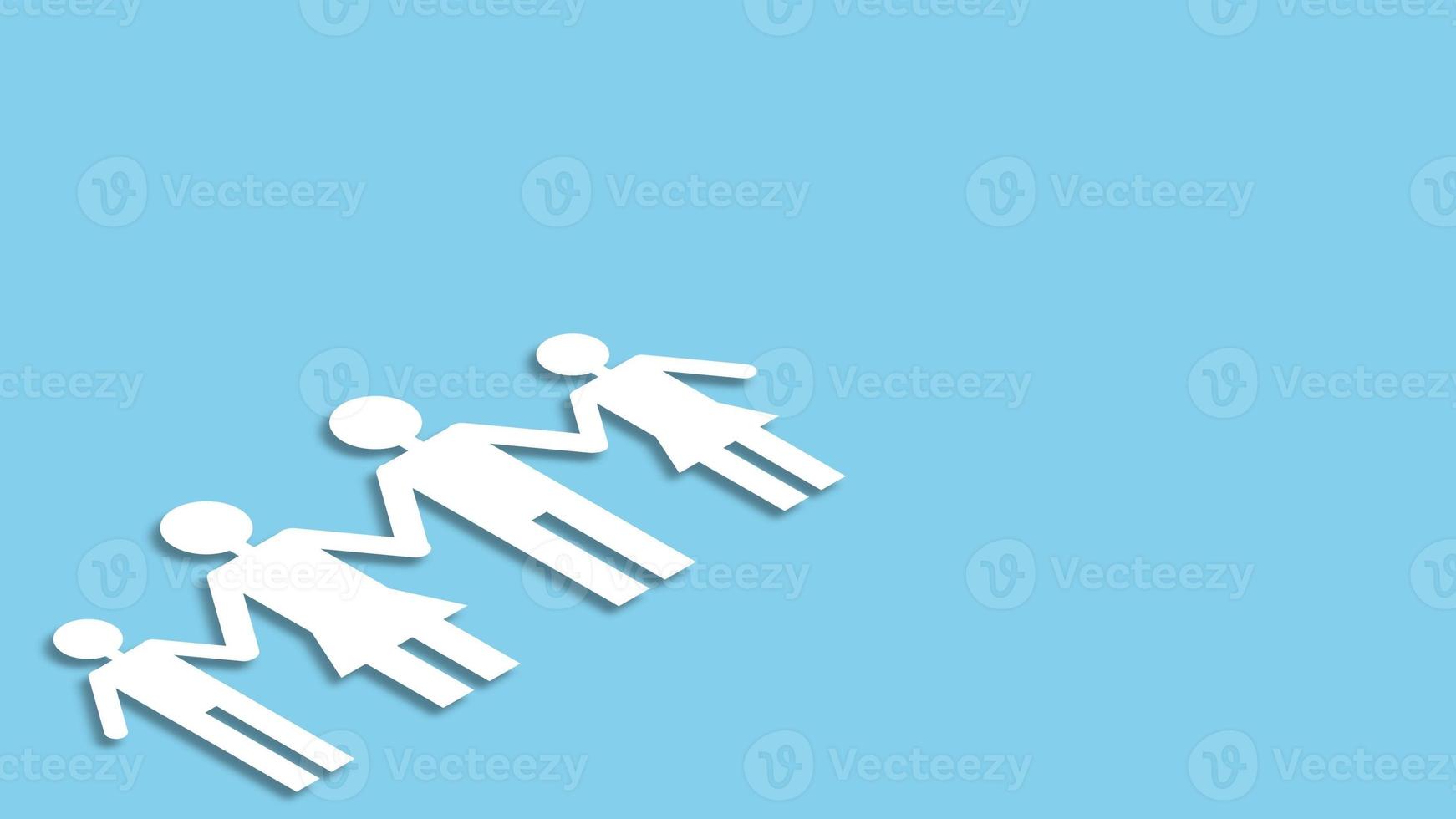 Paper cut of a family figure with copy space. the concept of insurance and family relations. 3D Rendering photo