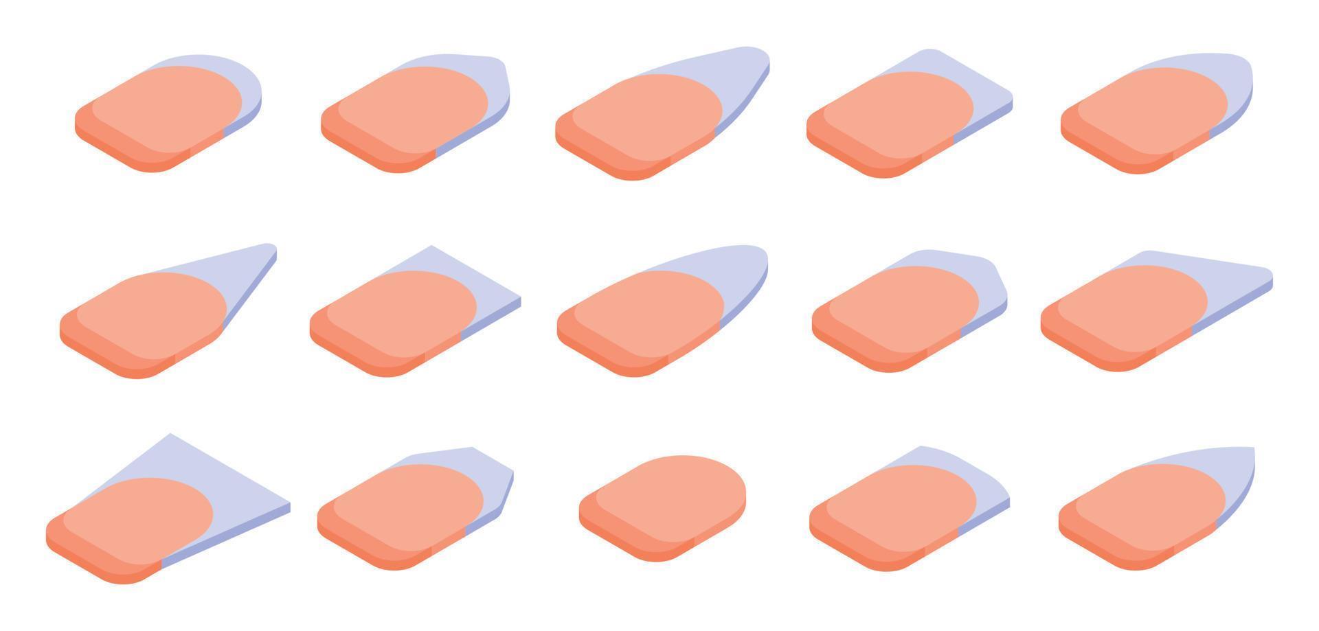 Nail icons set, isometric style vector