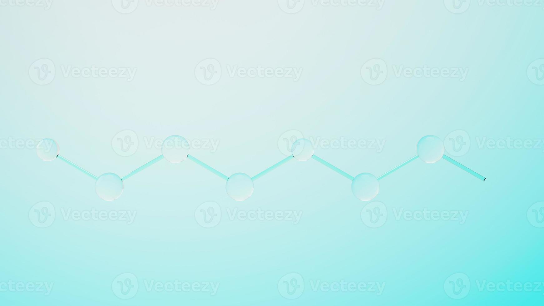 3d render of simple chemical bond in side cell or molecules. The associated of atoms, ions, bond and molecules. Liquid drop bubble background. Covalent bond. Biochemical interaction. photo