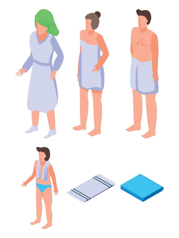 Towel icons set, isometric style vector