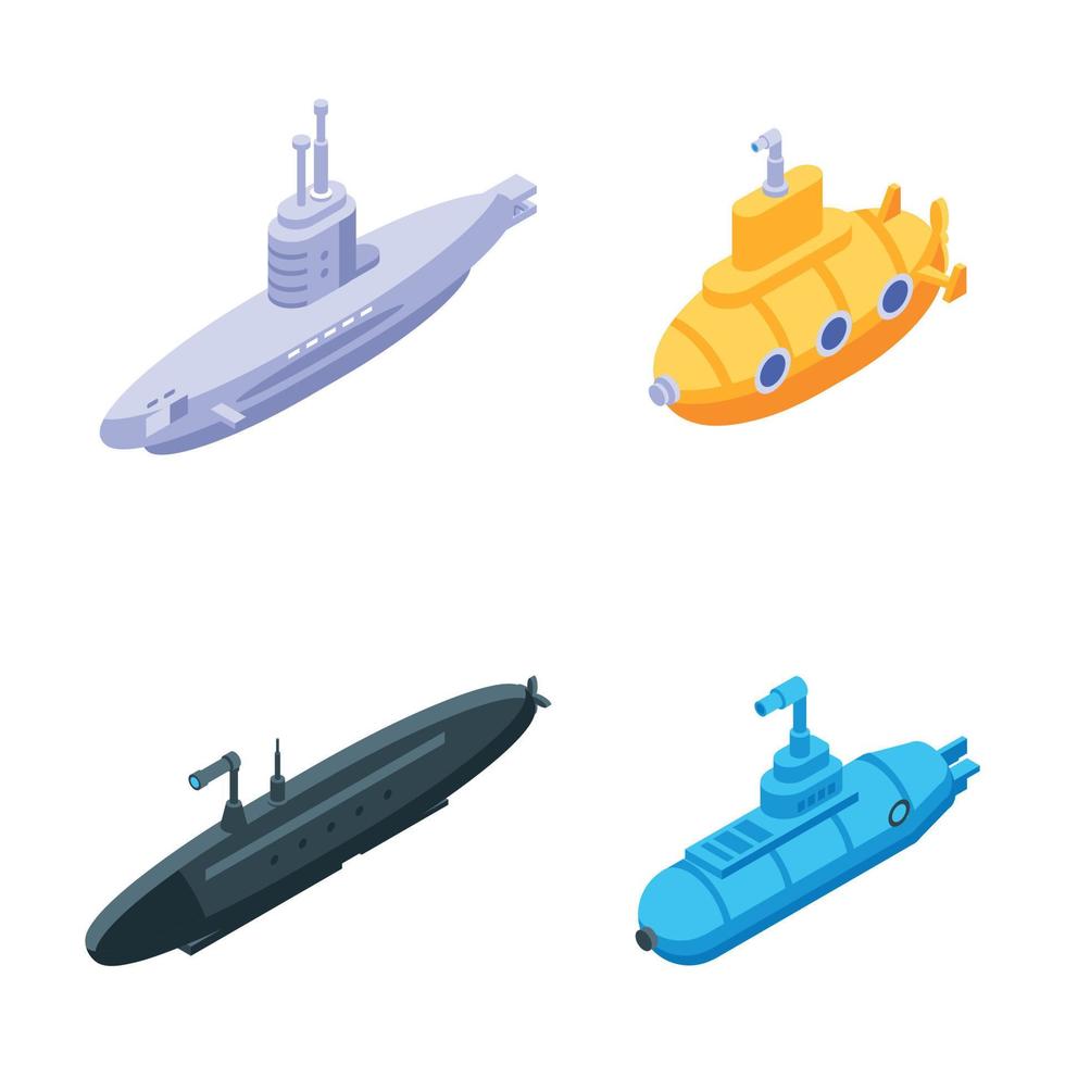 Periscope icons set, isometric style vector