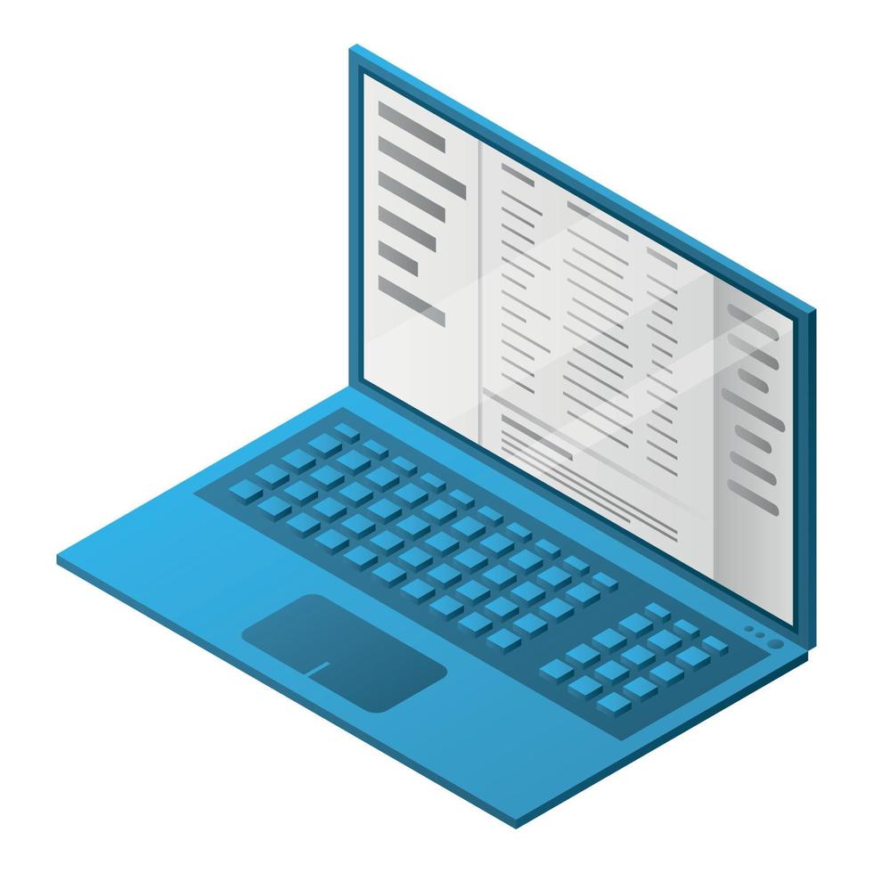 Mining farm laptop icon, isometric style vector