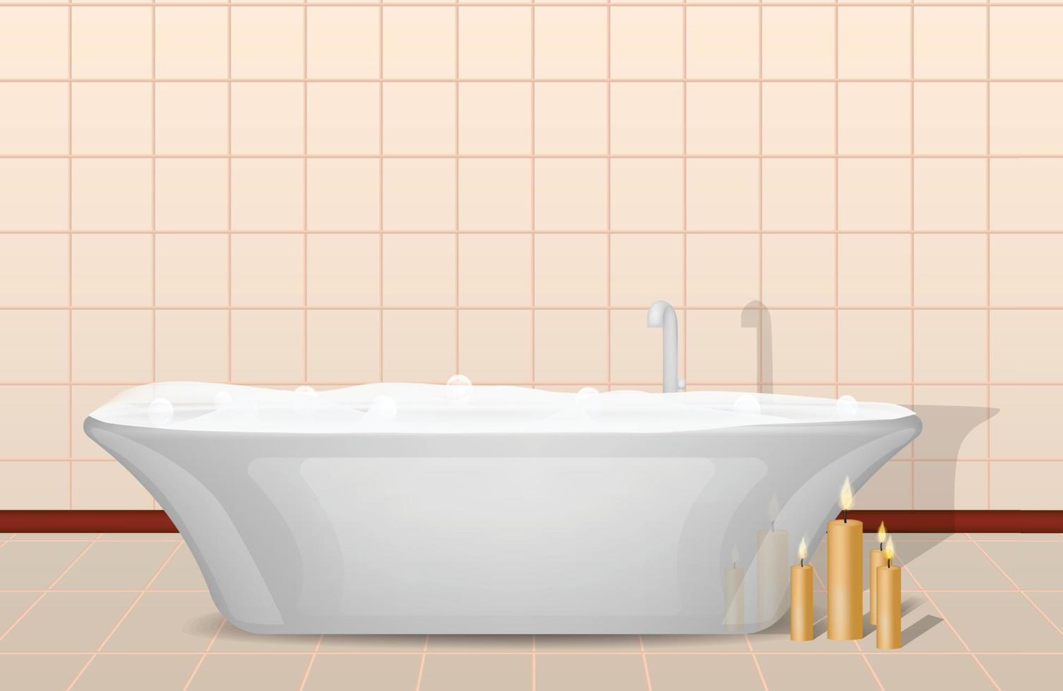 fondo de concepto de bañera y velas, estilo realista vector