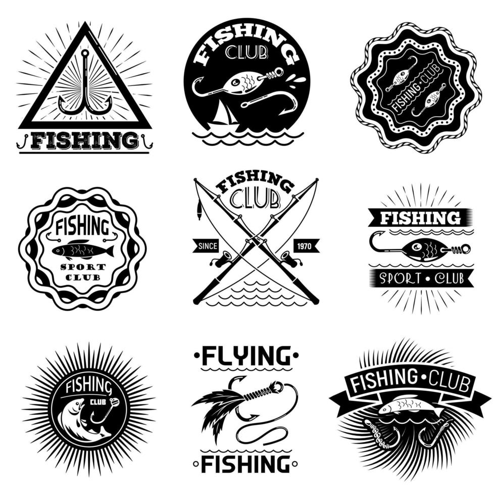 conjunto de logotipos de anzuelos de pesca, estilo simple vector