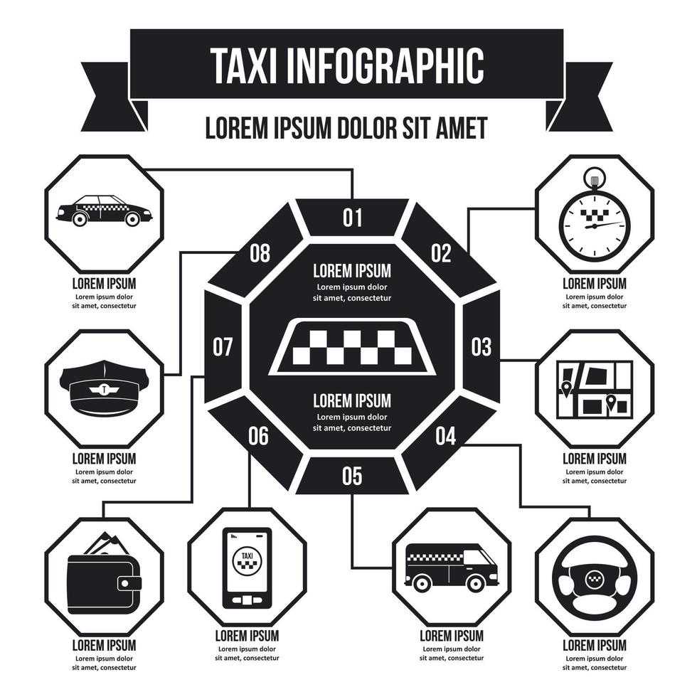 concepto infográfico de taxi, estilo simple vector