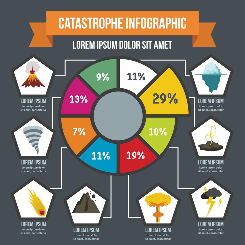 Catastrophe infographic concept, flat style vector