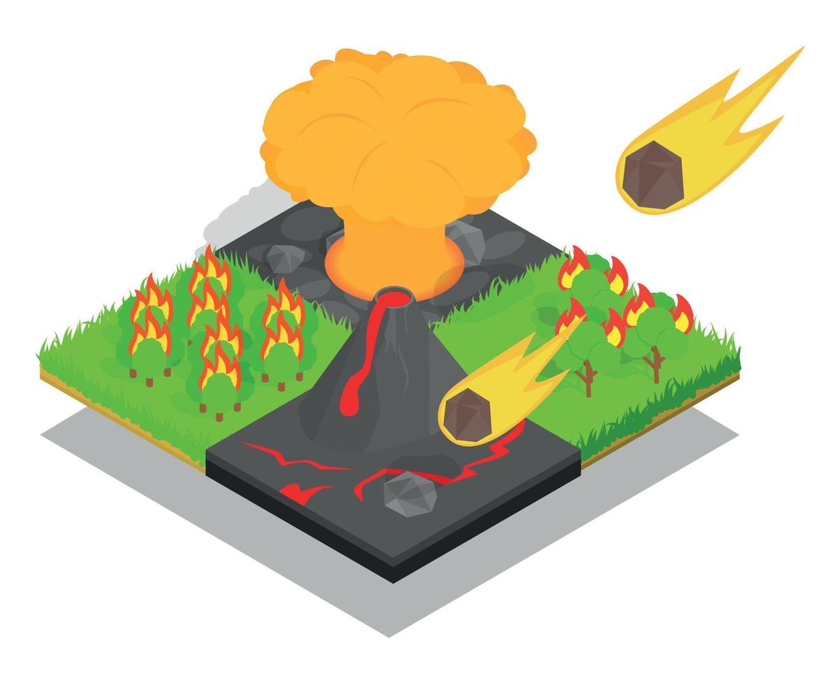Meteorite falling concept banner, isometric style vector