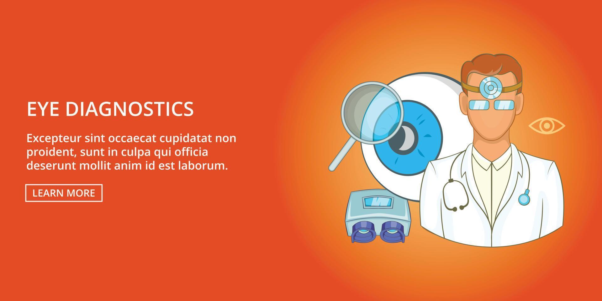 Eye diagnostics banner horizontal, cartoon style vector
