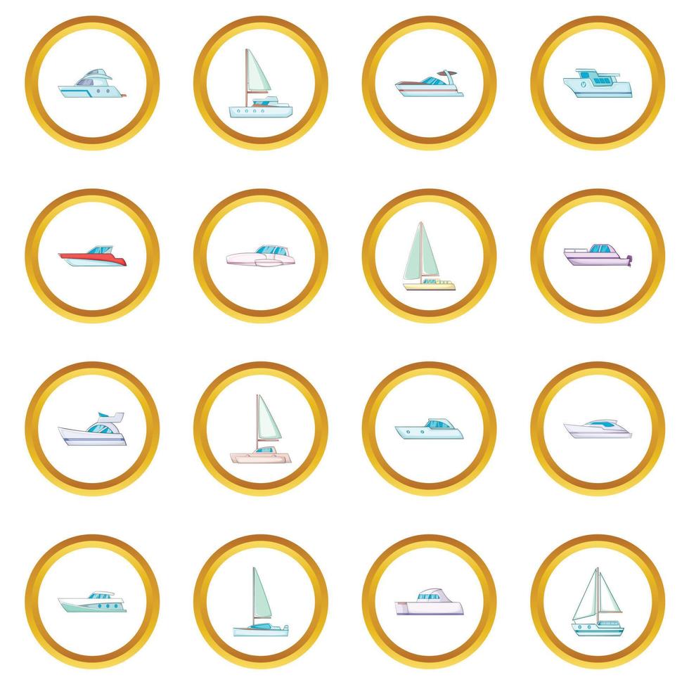 Yachts icons circle vector