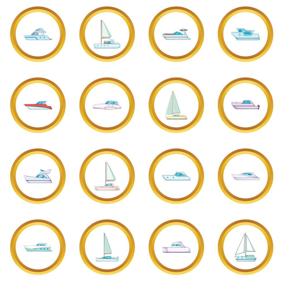 Yachts icons circle vector