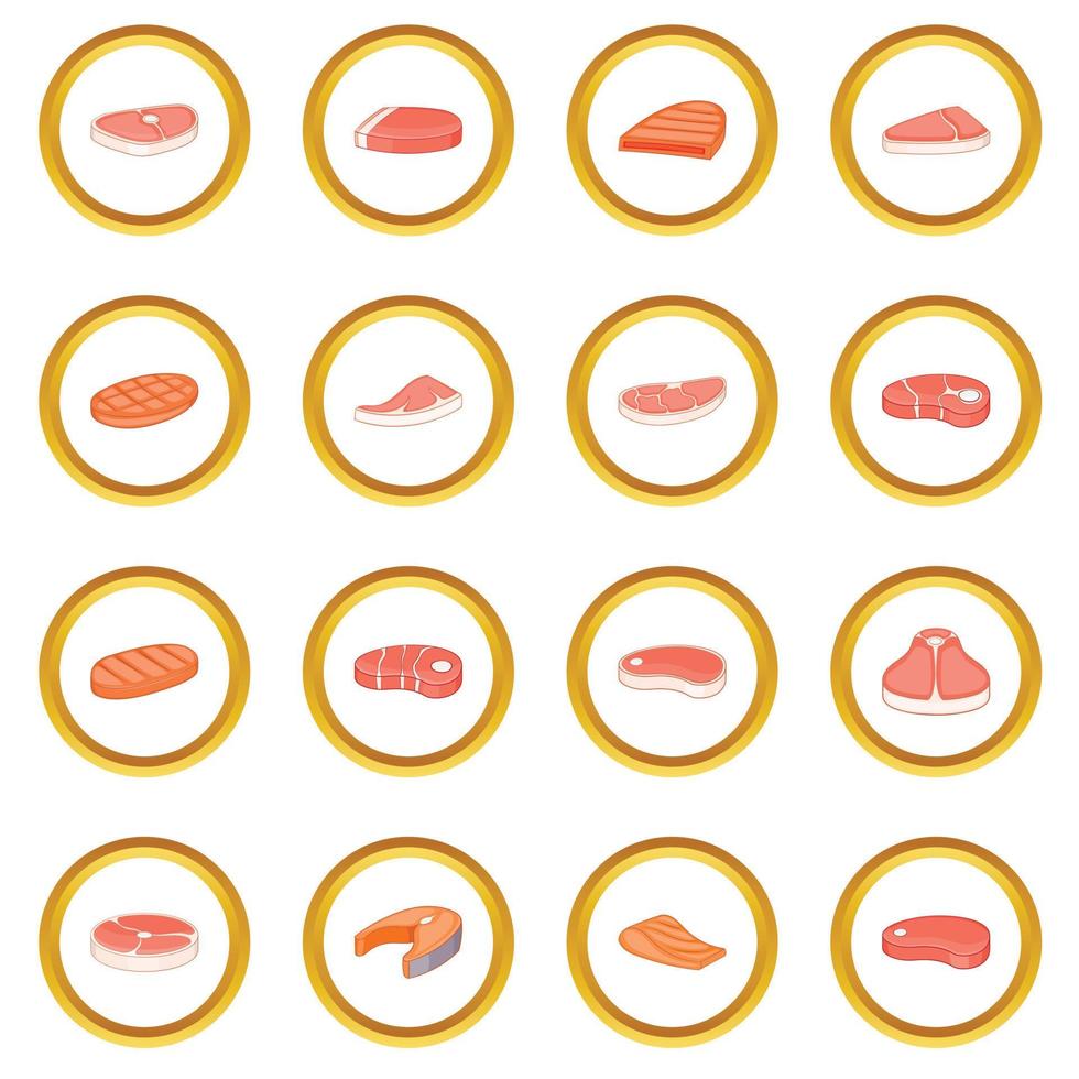 Steak icons circle vector