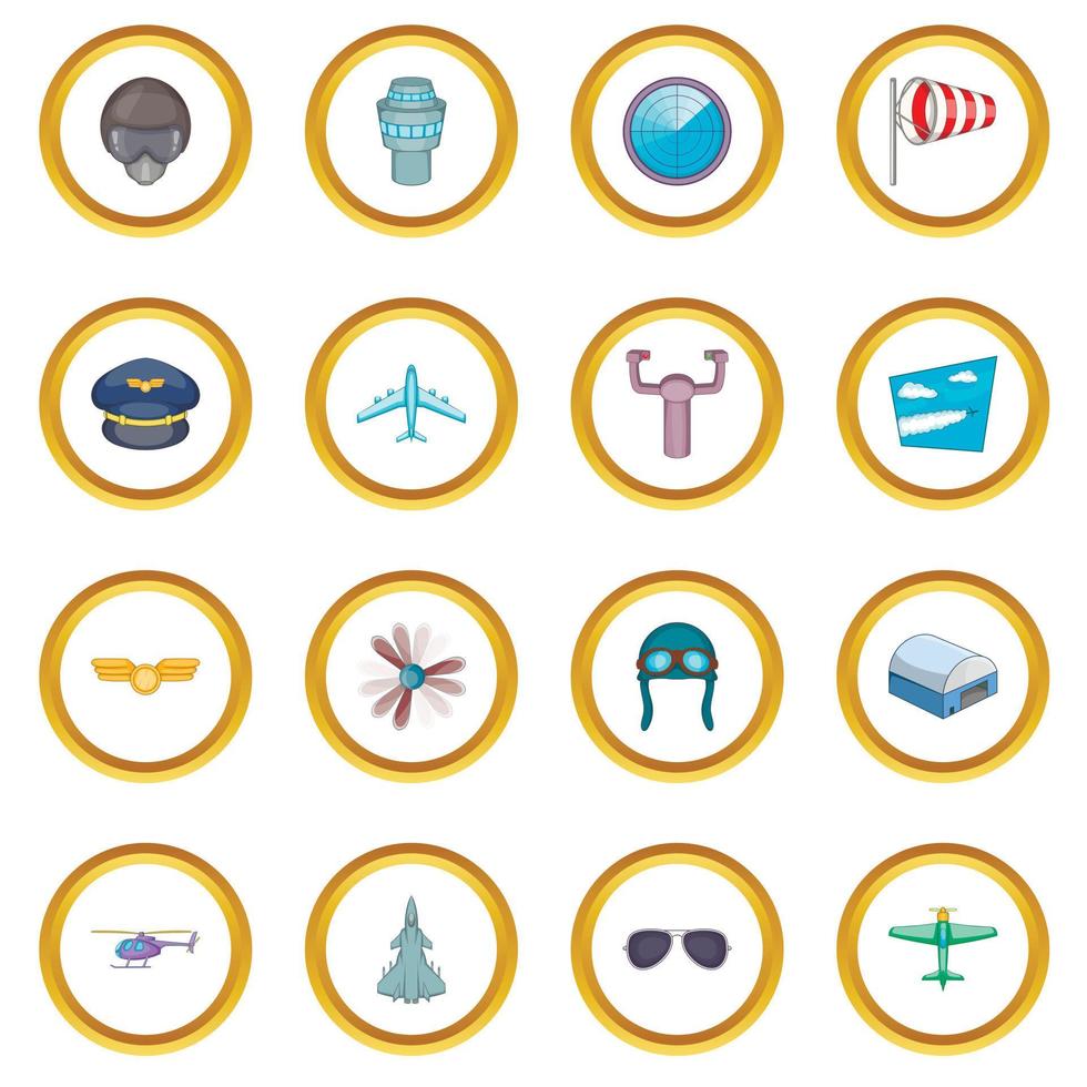 Aviation icons circle vector