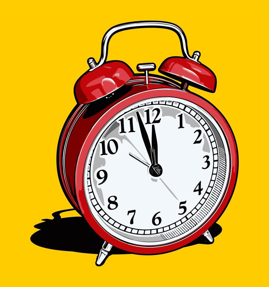 a classic red alarm clock vector