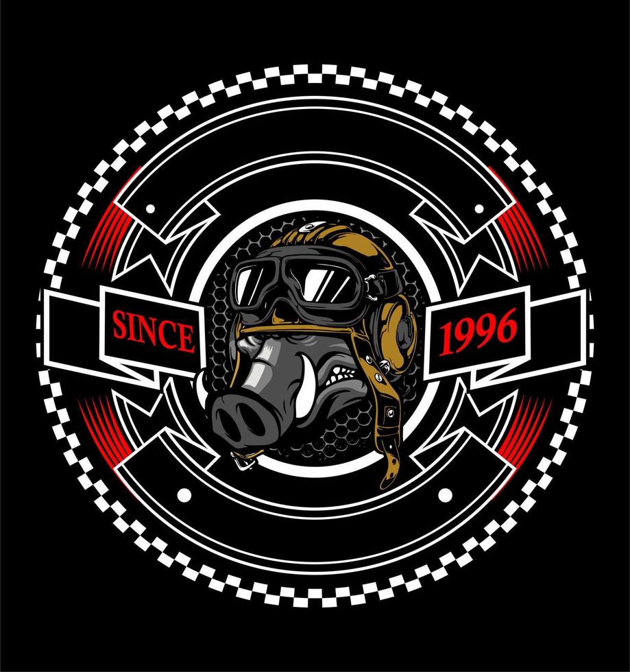 pig's head with ribbon vector