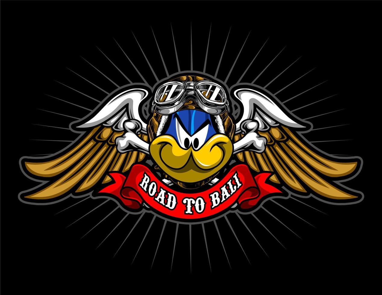 pin-shaped winged cartoon duck vector