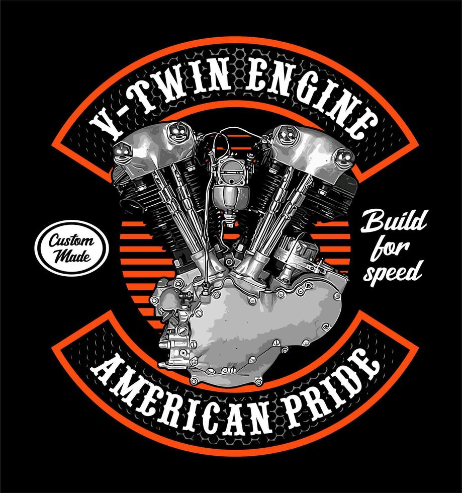 v-twin engine knucklehead vector