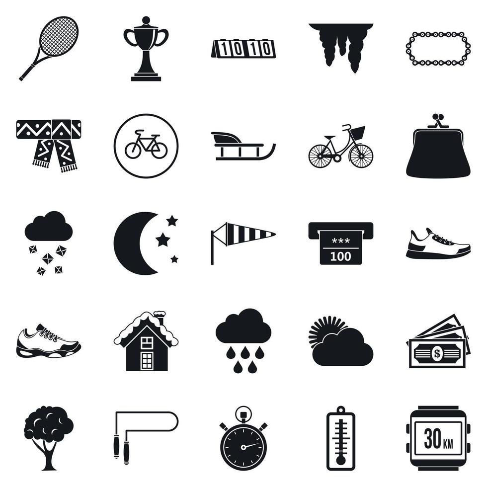 Winter holidays icons set, simple style vector