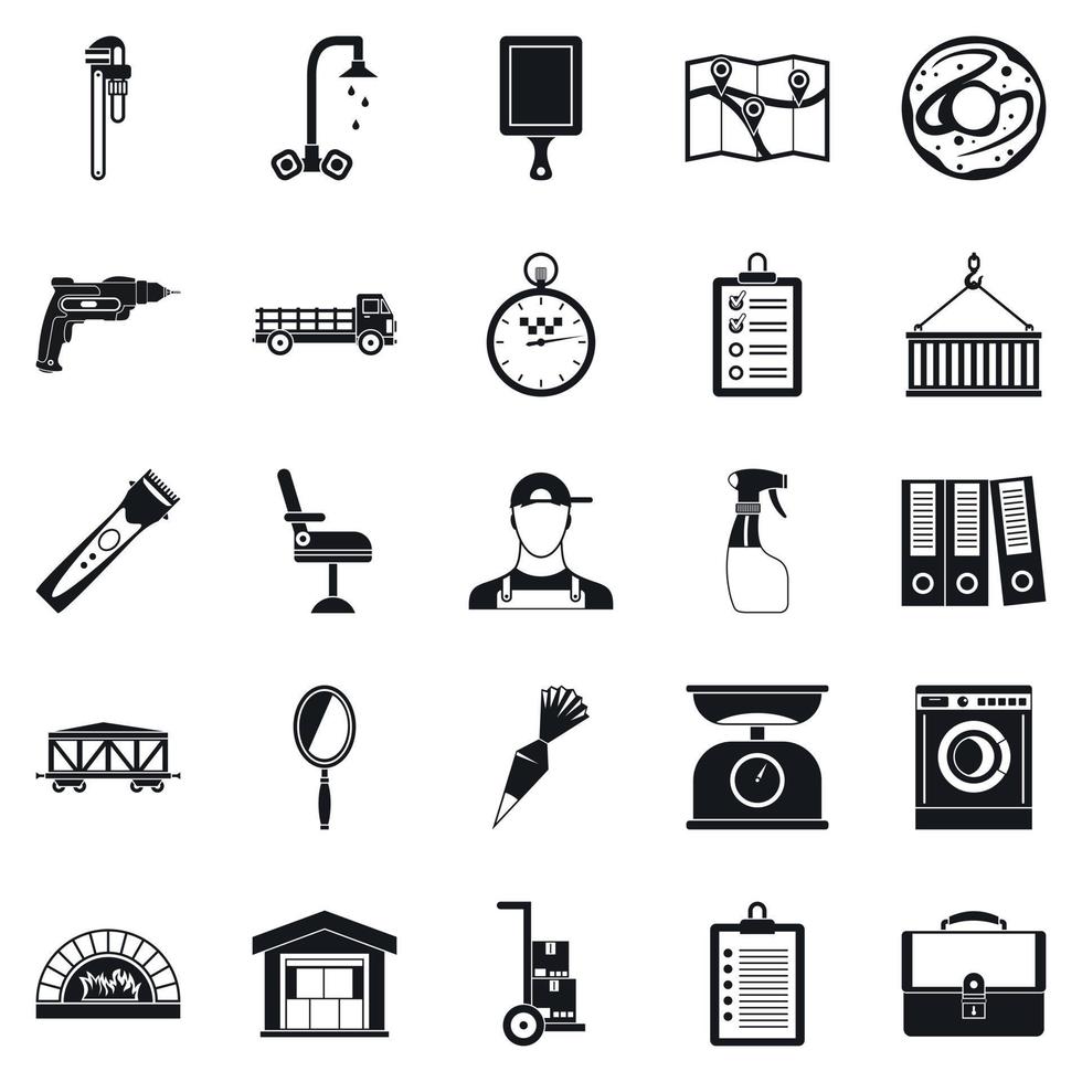 Warehouses icons set, simple style vector