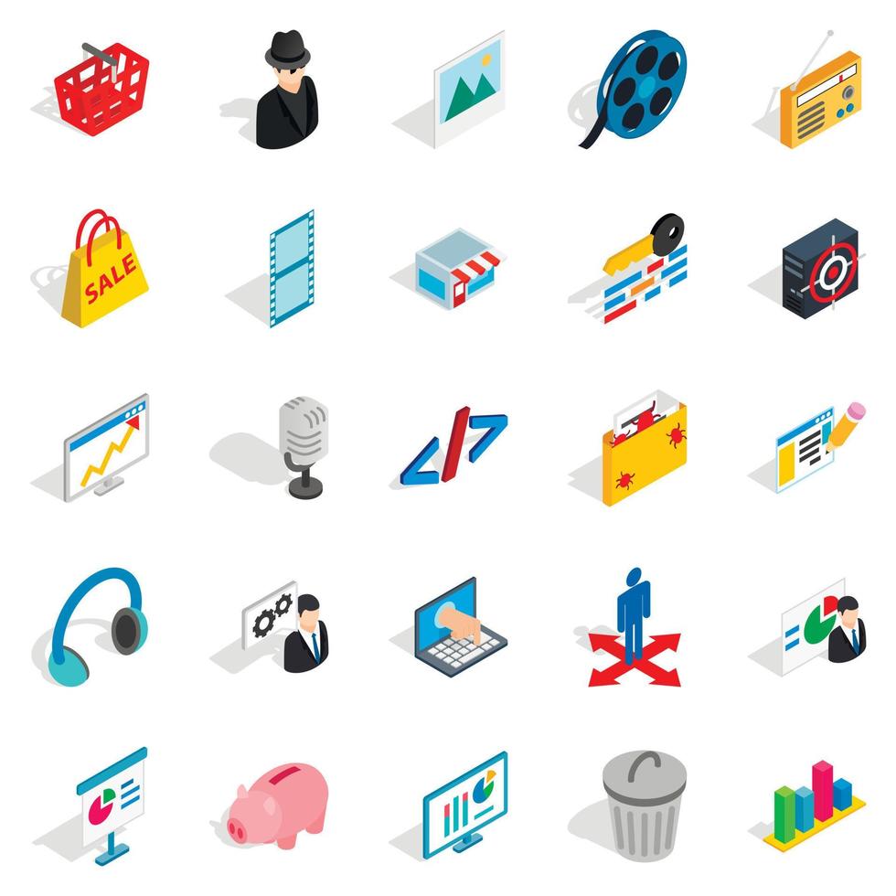 Score icons set, isometric style vector