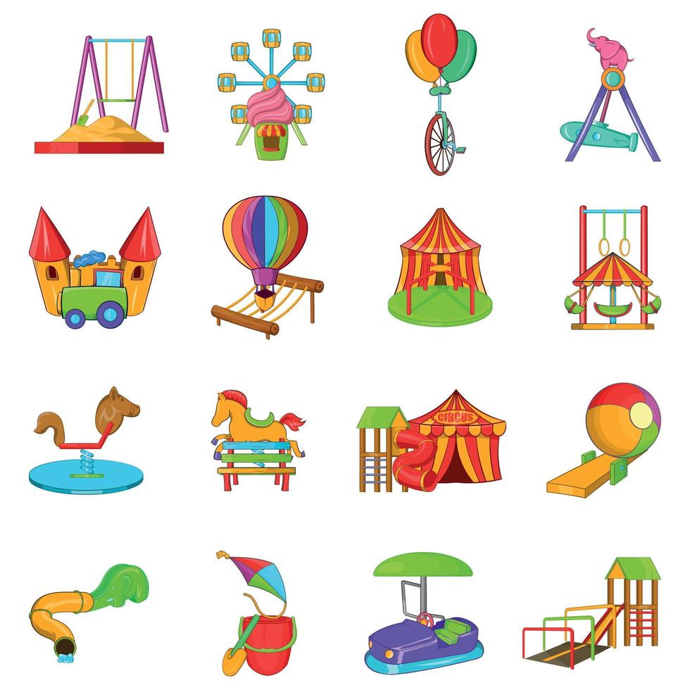 Playground icons set, cartoon style vector