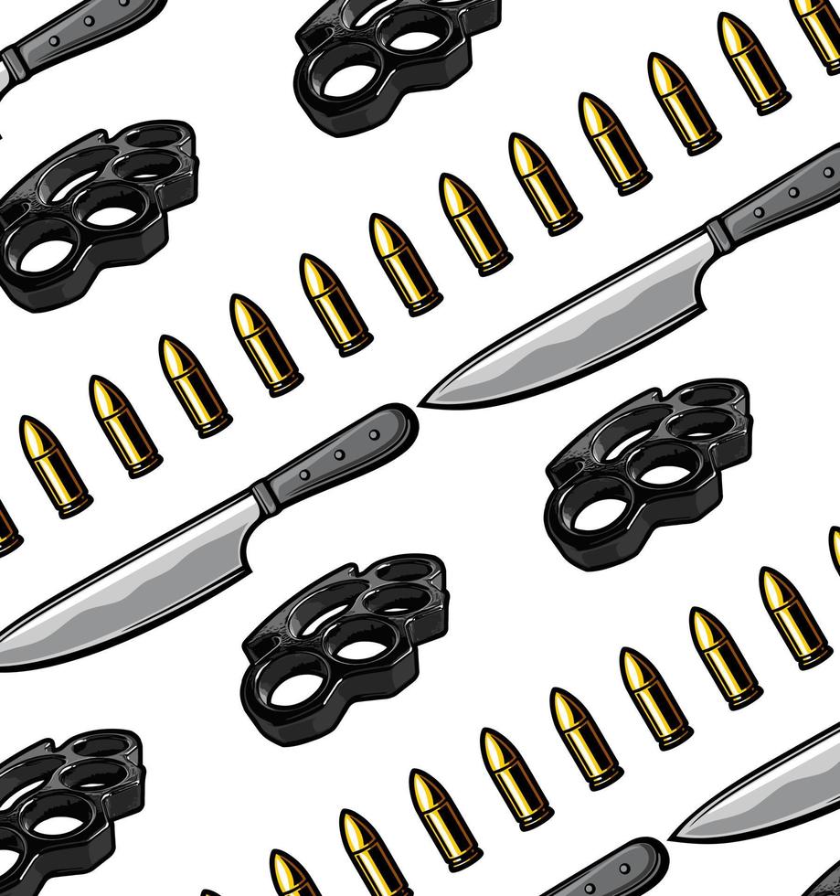 bullet, knife and knuckle pattern vector