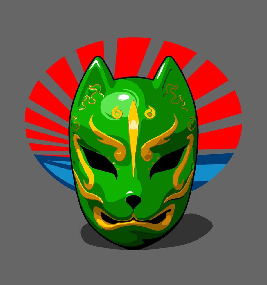 green traditional japanese mask vector