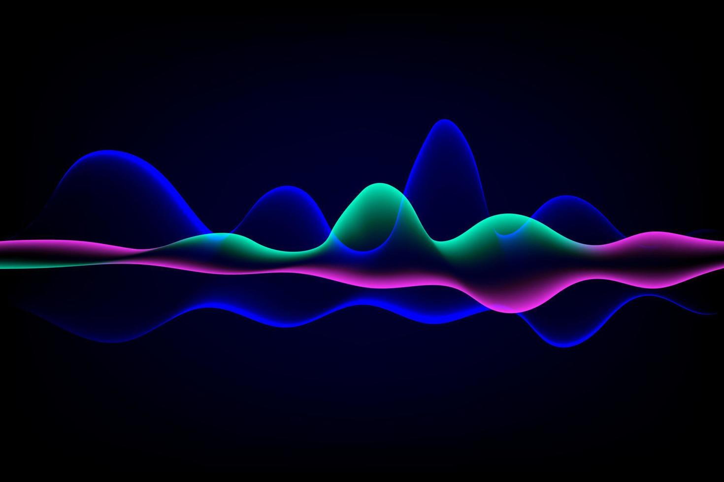 Sound wave illustration on a dark background. Abstract blue digital equalizer indicators. vector