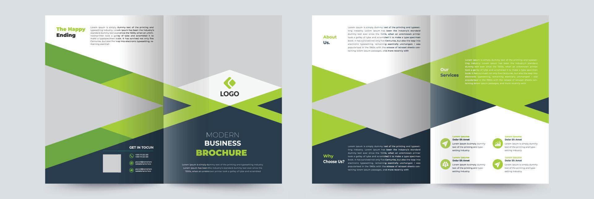 Bifold Modern Business Brochure Design Template adept for Multipurpose Projects vector