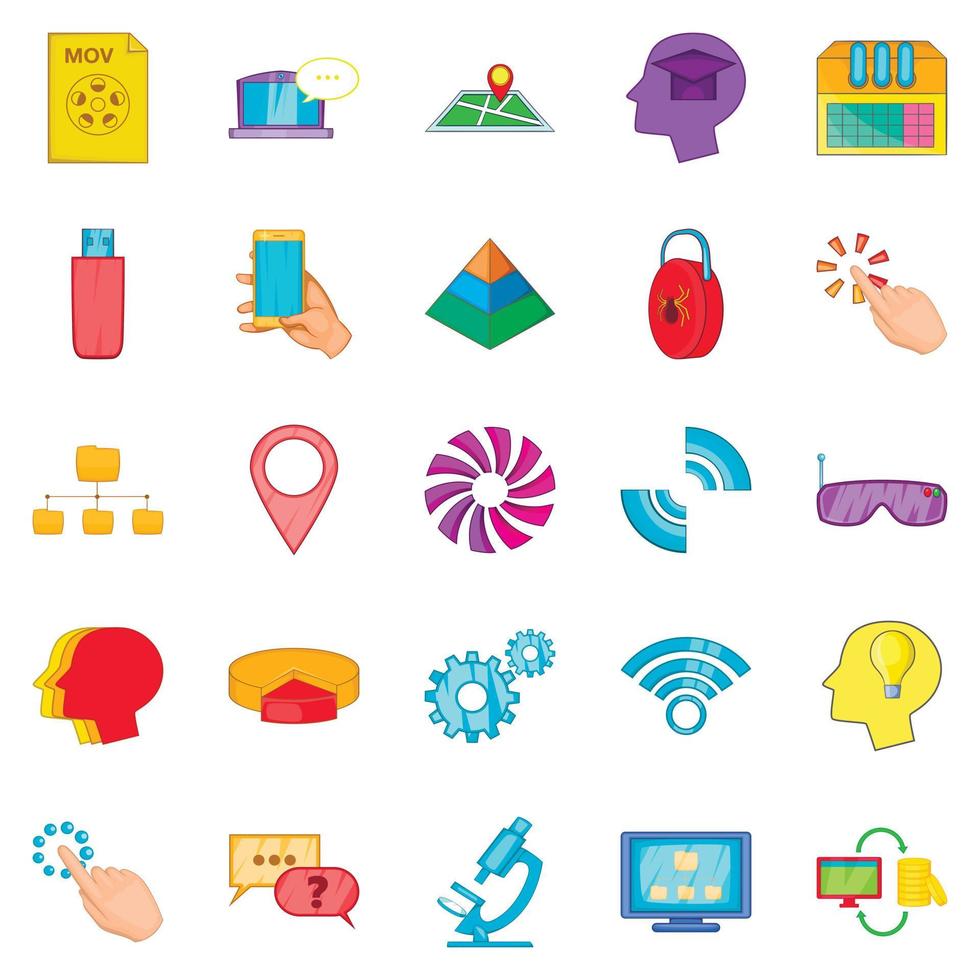 conjunto de iconos de internet móvil, estilo de dibujos animados vector
