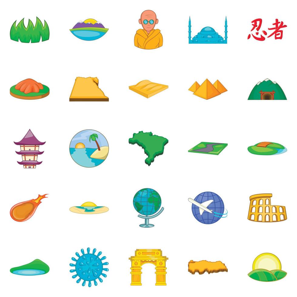 Relocation icons set, cartoon style vector