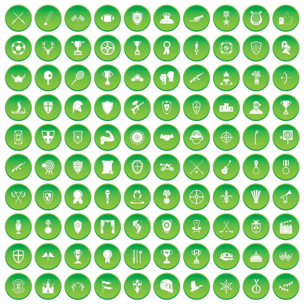 100 tree icons set green circle vector