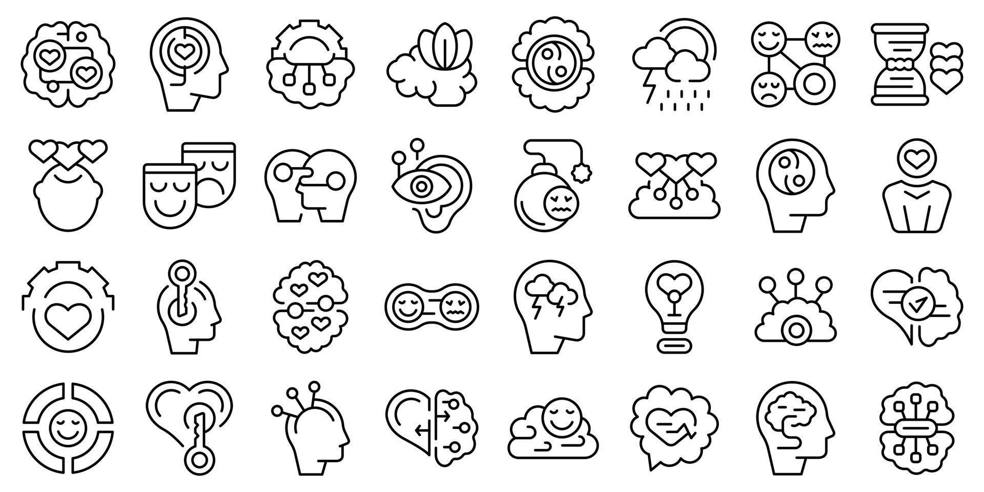 Emotional intelligence icons set outline vector. Control feeling vector
