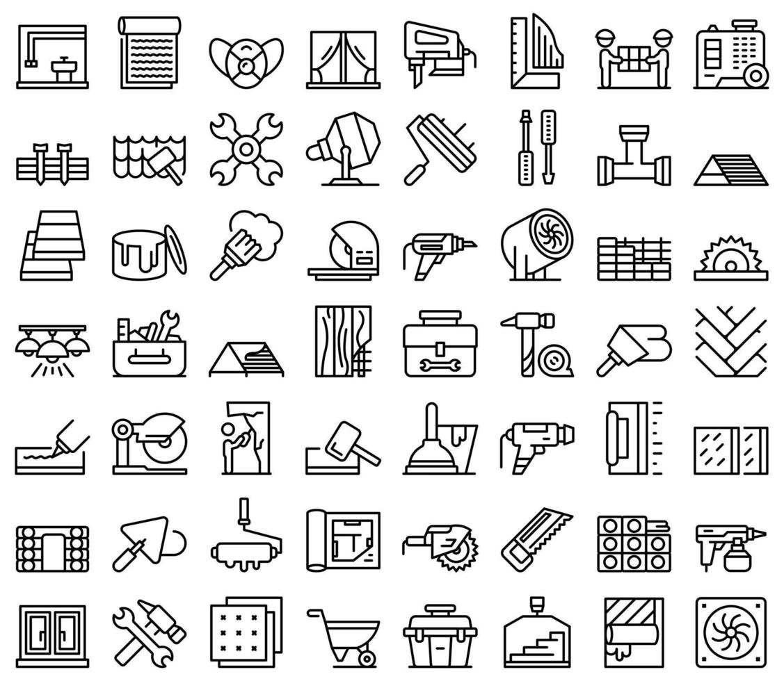 DIY repair icons set outline vector. Worker repair vector