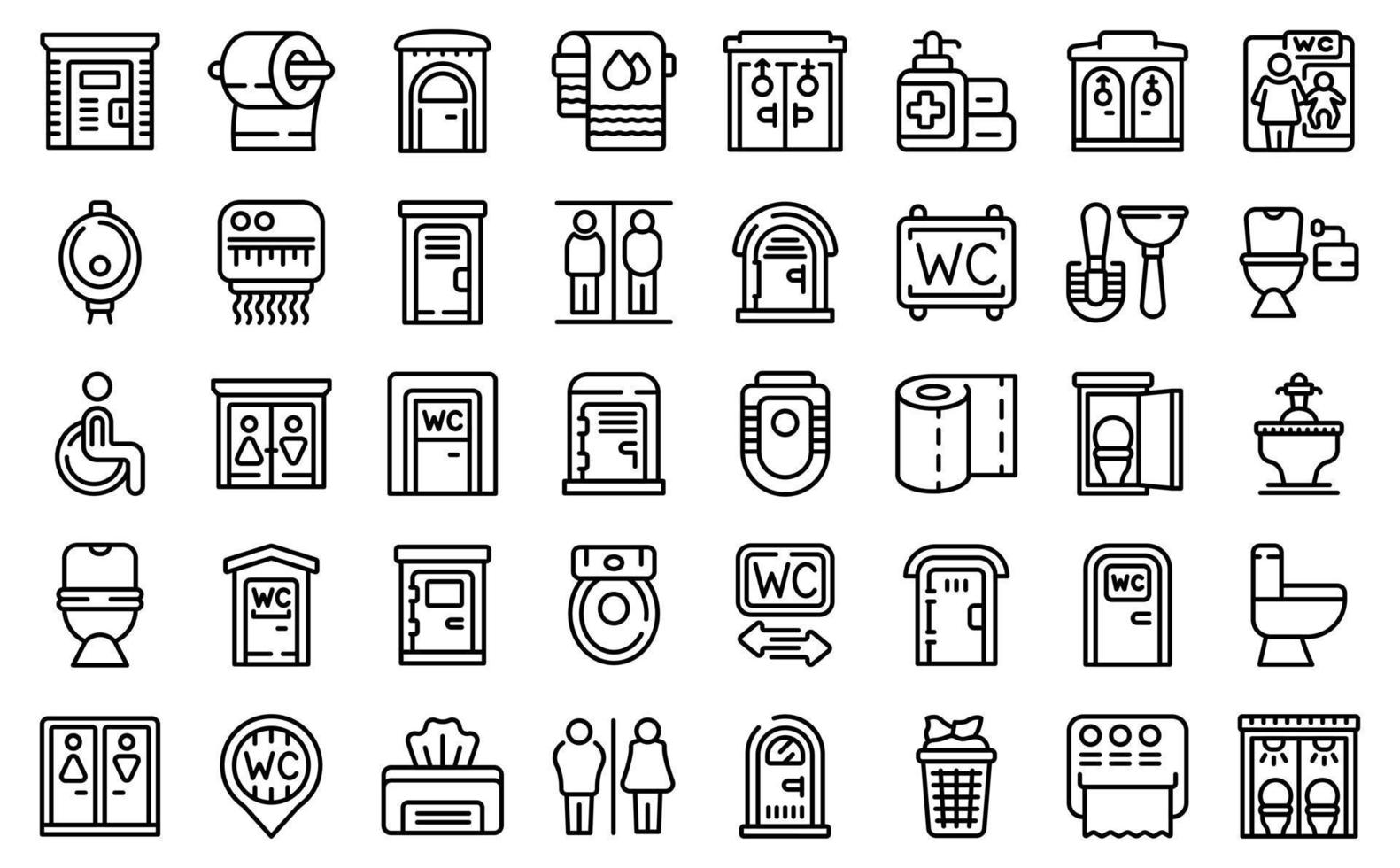 Public restrooms icons set outline vector. Toilet seat vector