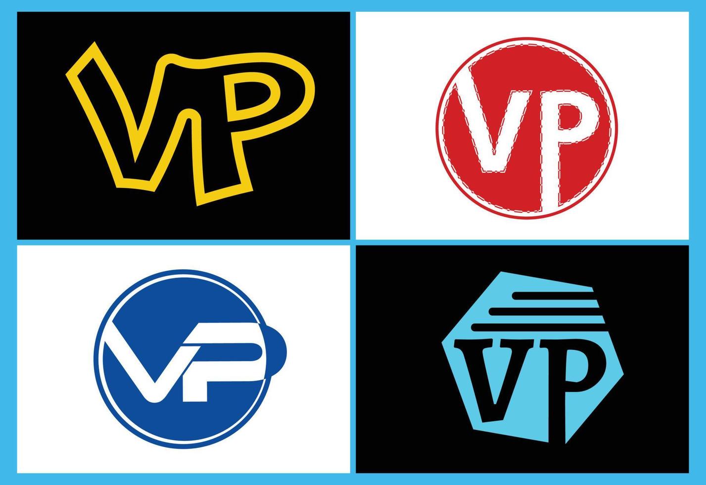 VP logo, sticker, icon and t shirt design template vector