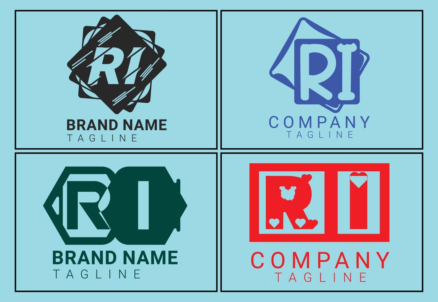 RI letter logo, sticker and icon design template vector