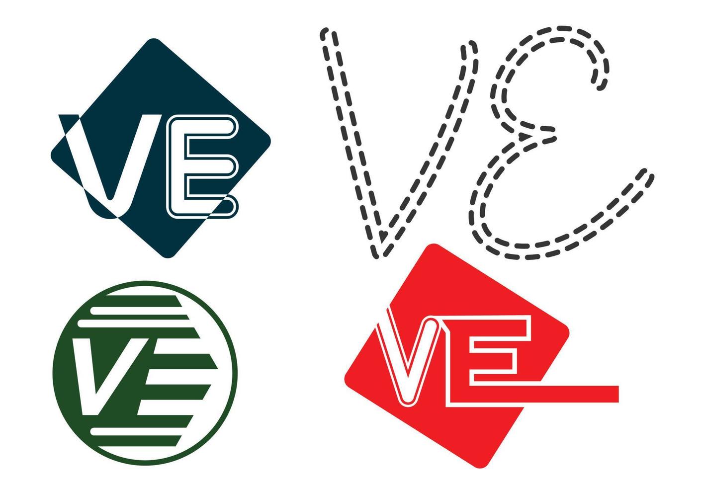 VE letter logo, sticker and icon design template vector