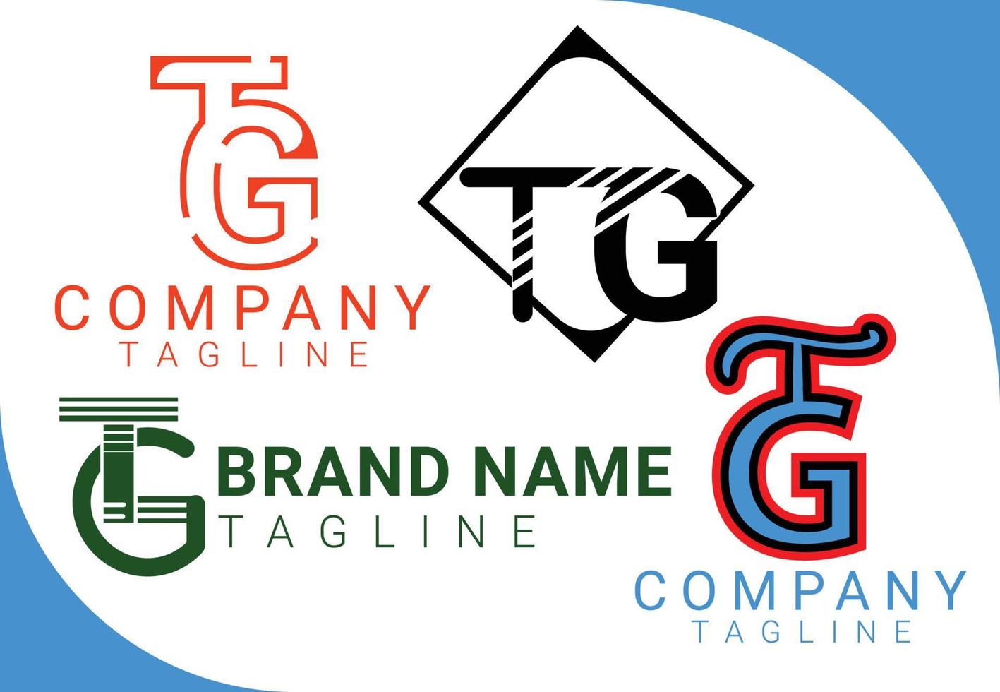 TG letter logo, sticker and icon design template vector