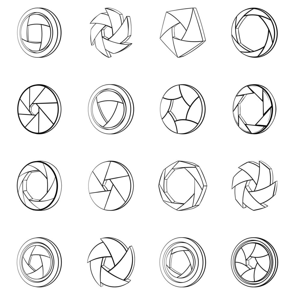 Camera aperture icons set vector outline