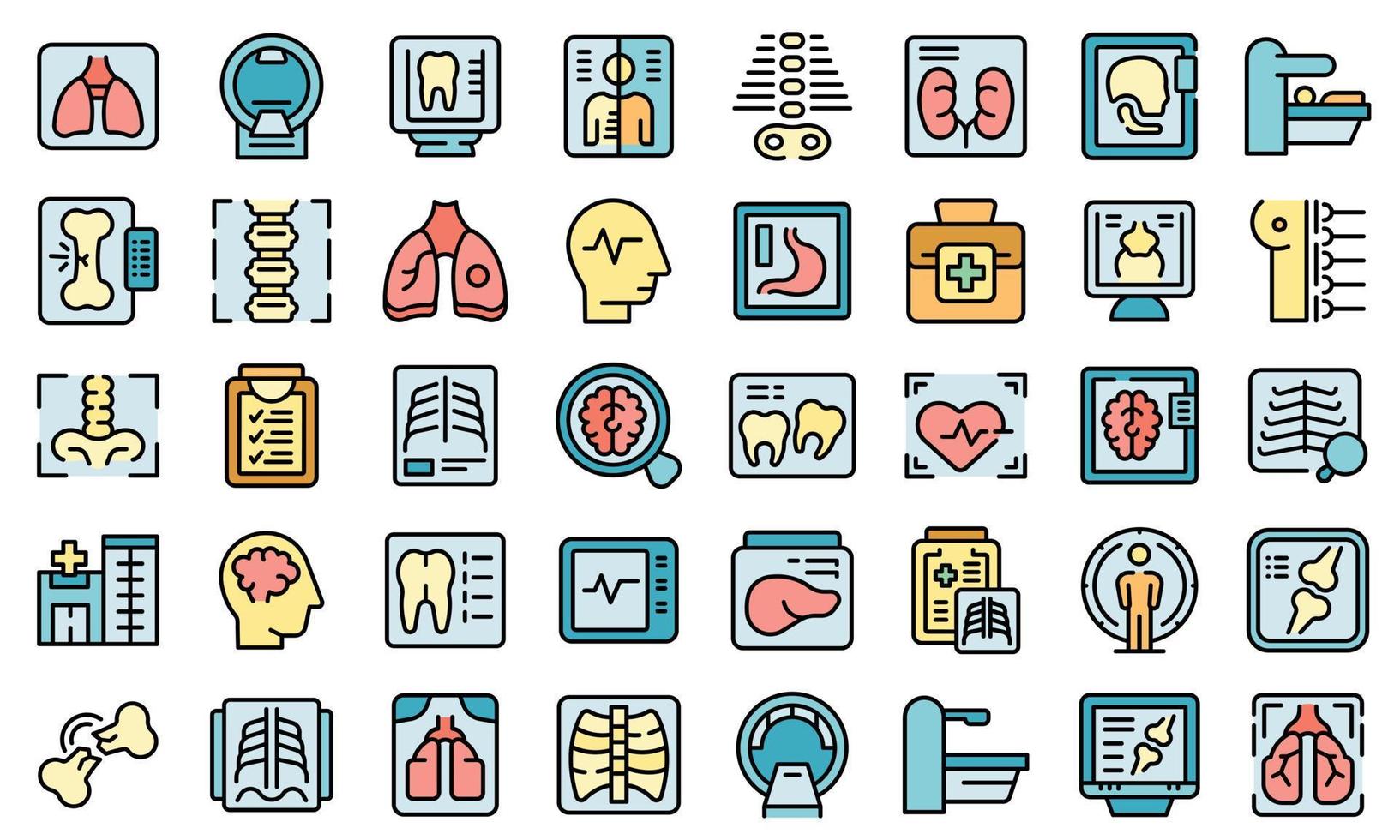 X-ray examination icons set vector flat