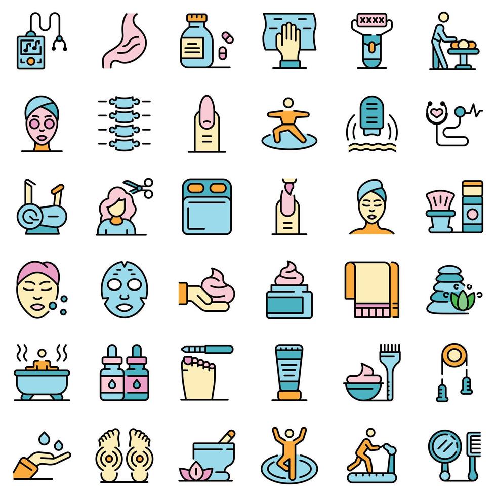 iconos de autocuidado conjunto vector plano