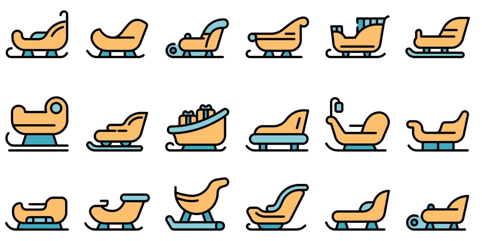 Sleigh icons set vector flat