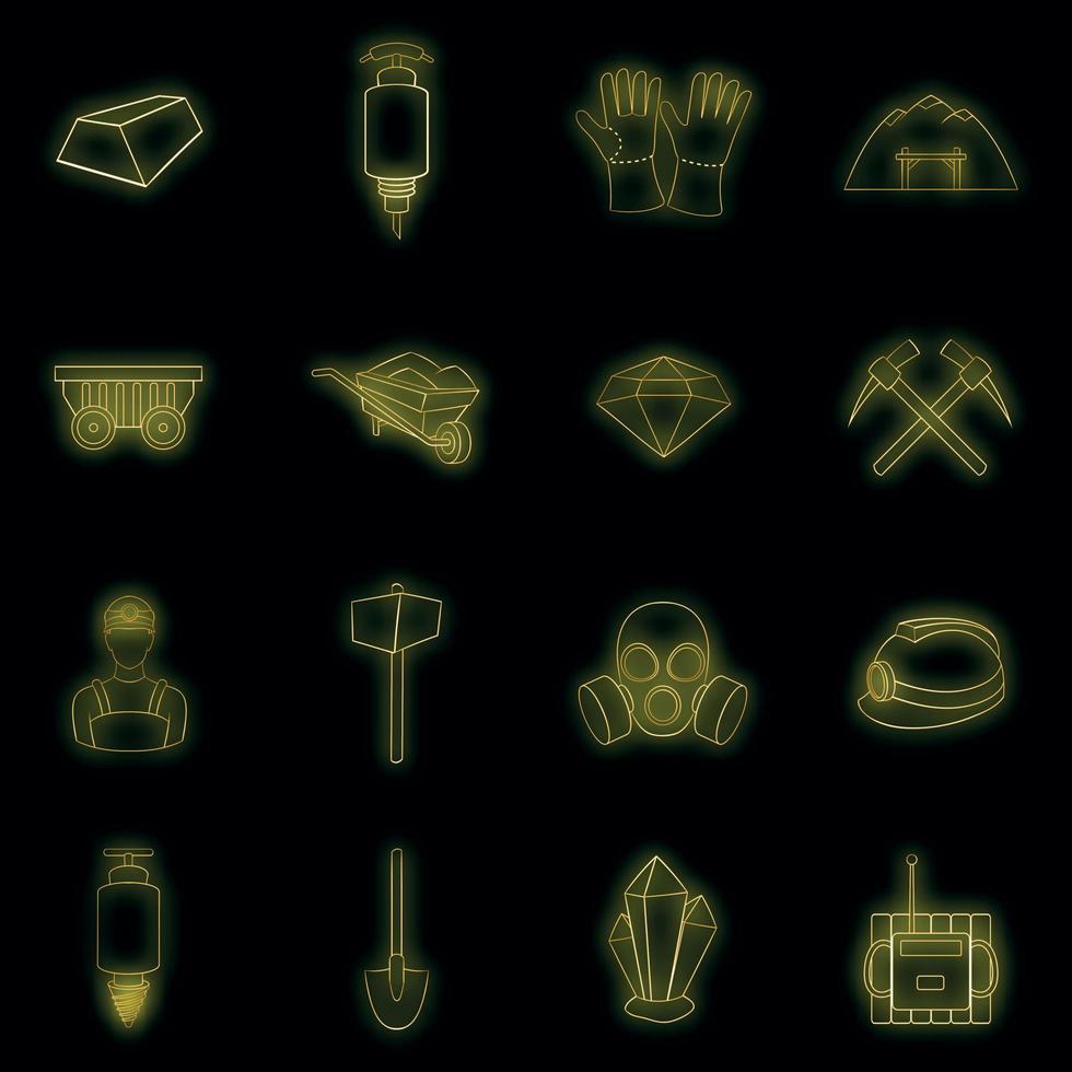 conjunto de iconos de minería neón vectorial vector