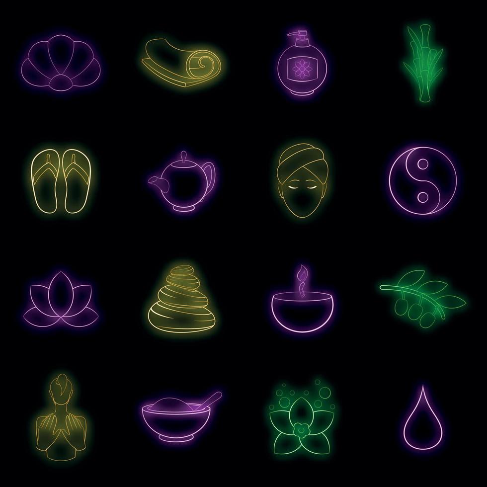 Spa icons set vector neon